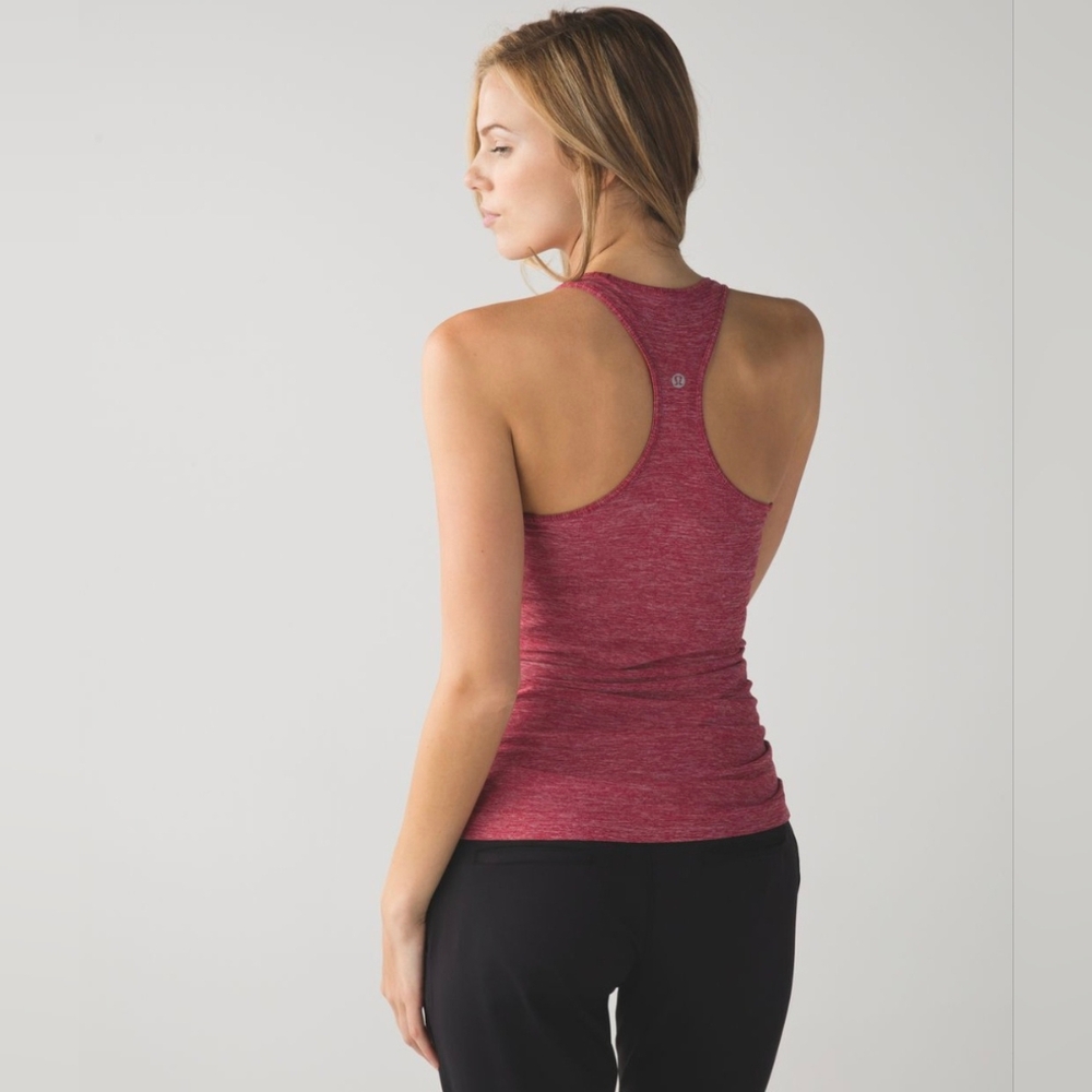 Lululemon Cool Racerback Heathered Cranberry Tank Approx 2 12" PTP